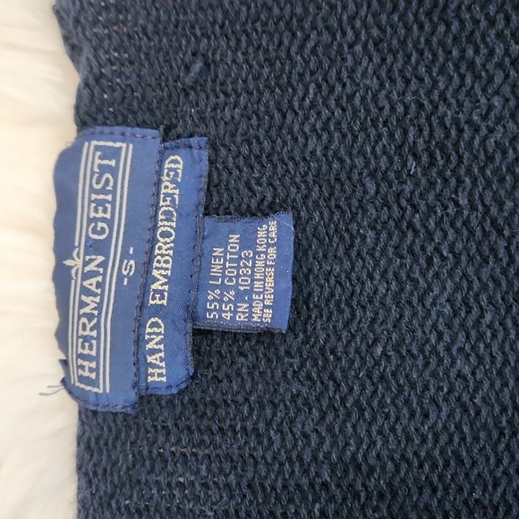 Herman Geist Vintage Knit Flowered Button Front Blouse - Picture 4 of 8